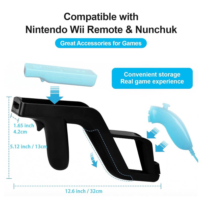Arrocent مجموعة عجلة القيادة وبندقية الزابير متوافقة مع جهاز Wii و Wii U (عبوة من 2، باللون الأسود) - Image 5