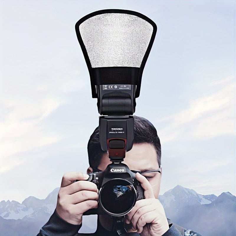White Double Sided Flash Diffuser Reflector Kit with Elastic Band for All Flashes - Image 5