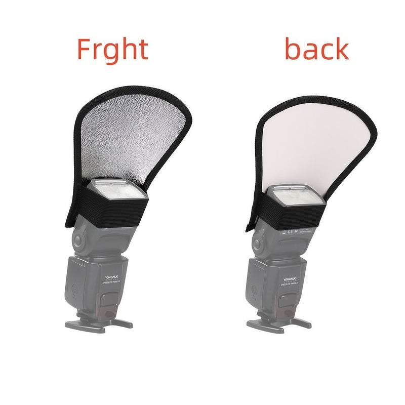 White Double Sided Flash Diffuser Reflector Kit with Elastic Band for All Flashes - Image 1