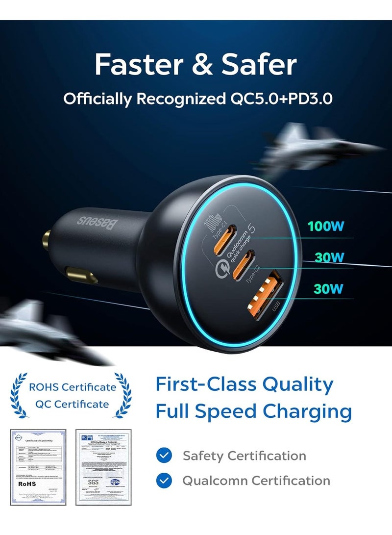 Baseus 160W USB-C Car Charger, 3-Port PD 3.0 QC 5.0 PPS Super Fast Charging for iPhone Air, 17/17 Pro, 17 Pro Max, 16, 15, 14, 13, 12 Series, Samsung Galaxy S25, S24, S23 Ultra, iPad Pro/Air, MacBook Pro, Xiaomi, OnePlus, Google Pixel, Laptops & Tablets - 3-Port Fast Charging, 100W Type-C to Type-C Cable Included - Image 5