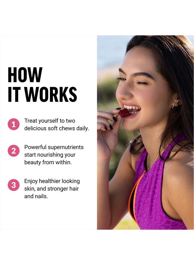 Force Factor Collagen Boosting Superfoods with Biotin, Hyaluronic Acid, Bamboo, and Hair, Skin, and Nails Vitamins, Nail and Skin Supplement, Tropical Fruit Flavor, 120 Soft Chews - 2 Pack - Image 4