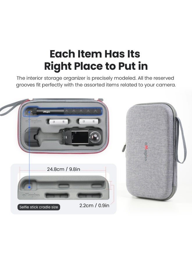 aMagisn حقيبة تخزين كاميرا نحيفة متوافقة مع Insta360 X4 Air / X4 / X5 | حقيبة حمل واقية مع قالب داخلي مُشكَّل بدقة - Image 4