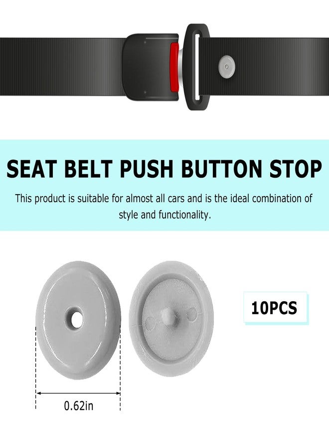 YTFRL 10 Sets Seat Belt Button Stop, Plastic Car Safety Belt Stopper Prevent Buckle from Sliding Down, No Welding Required Snap-on Seatbelt Stop Clips for Cars Trucks Motorcycles (Gray) - Image 2