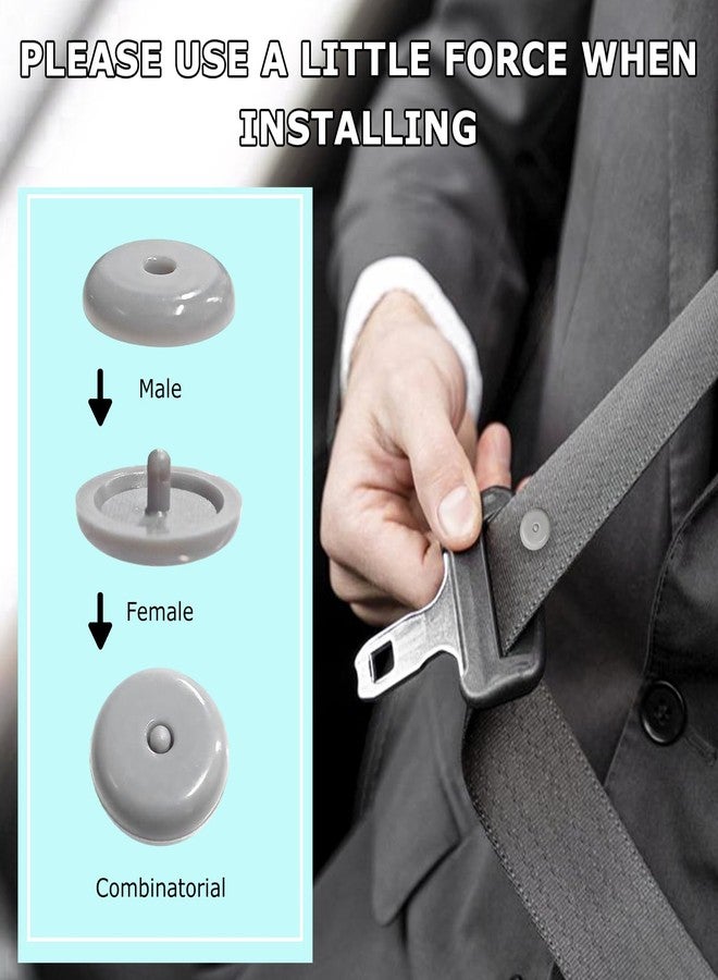 YTFRL 10 Sets Seat Belt Button Stop, Plastic Car Safety Belt Stopper Prevent Buckle from Sliding Down, No Welding Required Snap-on Seatbelt Stop Clips for Cars Trucks Motorcycles (Gray) - Image 3