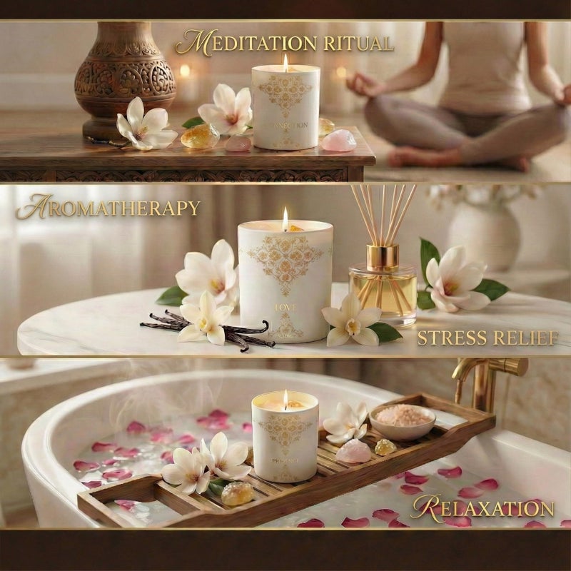 Deep Eden Healing Crystal Candle Gift for Women - Vanilla Cashmere Luxury Soy Candle with Crystals - Rose Quartz & Citrine - Gift-Ready Aromatherapy Candle for Stress Relief, Meditation & Manifestation - Image 5