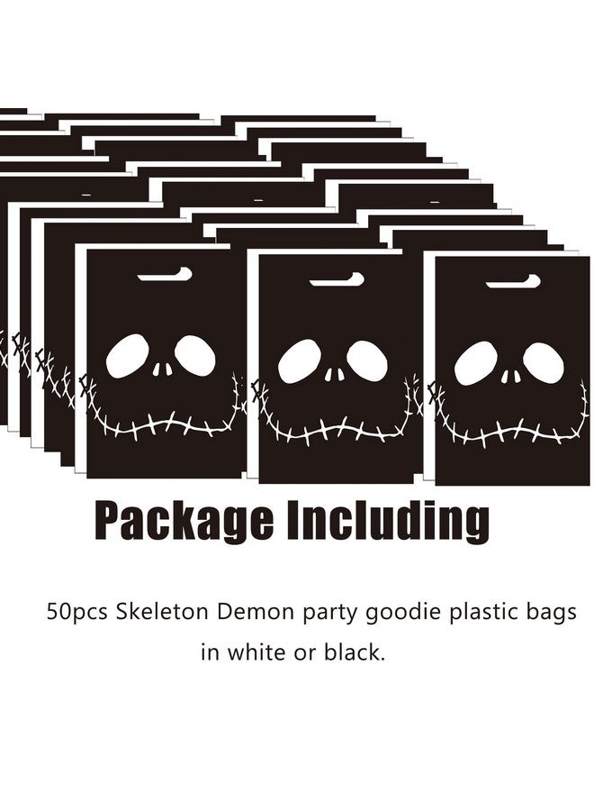 CupaPlay 50Ct Halloween Nightmare Before Christmas Party Supplies Goodie Favor Plastic Bags - Halloween Trick Or Tread Skeleton Demon Birthday Party Favors Decorations Halloween Goodie Gift Bag - Image 3