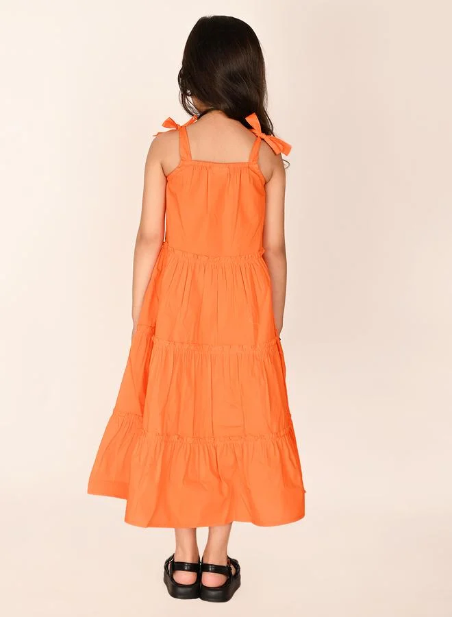 LILPICKS Tiered Orange Dress
