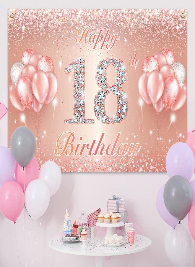 PAKBOOM Happy 18th Birthday Banner Backdrop - 18 Birthday Party Decorations Supplies for Girls or Boys - Rose Gold 4 x 14ft - Image 4
