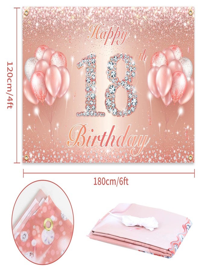 PAKBOOM Happy 18th Birthday Banner Backdrop - 18 Birthday Party Decorations Supplies for Girls or Boys - Rose Gold 4 x 14ft - Image 2
