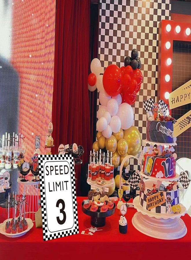 Muruseni Race Car Birthday Decor, Speed Limit 3 Sign, Fast One, Race Car Birthday Party Decorations, 8×11 Wooden Play Sign with Stand, Let's Go Racing Party Supplies for Boy Race Fans - SL3 - Image 4
