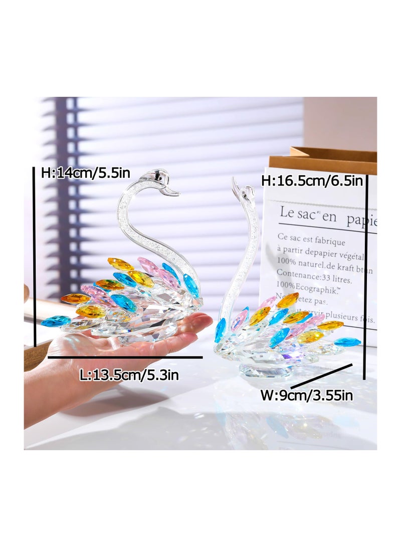 SYOSI 2 PCS Colorful Crystal Swans Ornaments, Wedding Anniversary Romantic Gifts for Parents, Glass Swan Figurines Collectibles Birthday Presents Keepsake for Couple Women Home Decor  - Image 4