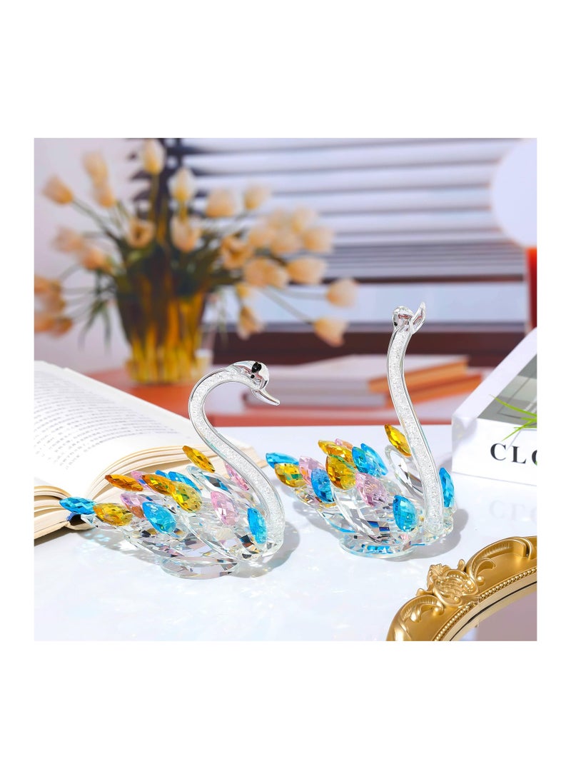 SYOSI 2 PCS Colorful Crystal Swans Ornaments, Wedding Anniversary Romantic Gifts for Parents, Glass Swan Figurines Collectibles Birthday Presents Keepsake for Couple Women Home Decor  - Image 5