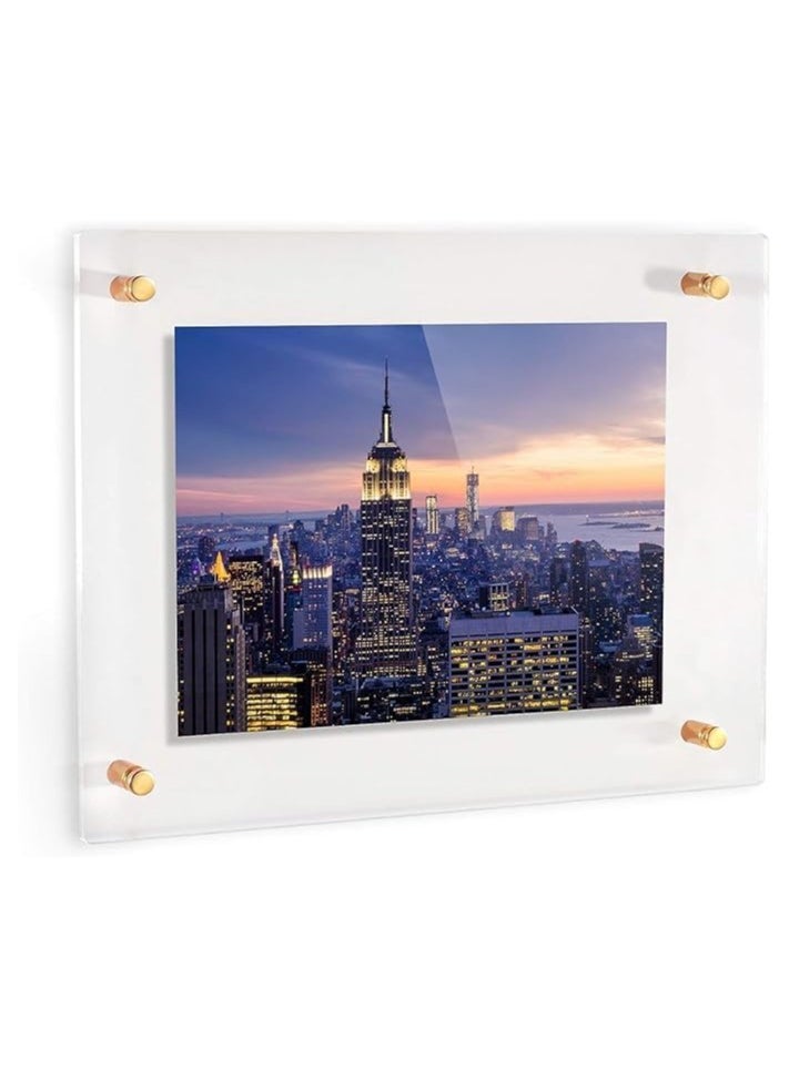 Creative Planet Creative Planet Acrylic A3 Frame, Wall Mounted Elegant Double Acrylic Frameless Design, Fits A3 size Rulers Photos, Certificates, Degrees, Documents, Signs. Fits 30cm. x 42 cm.  - Image 1