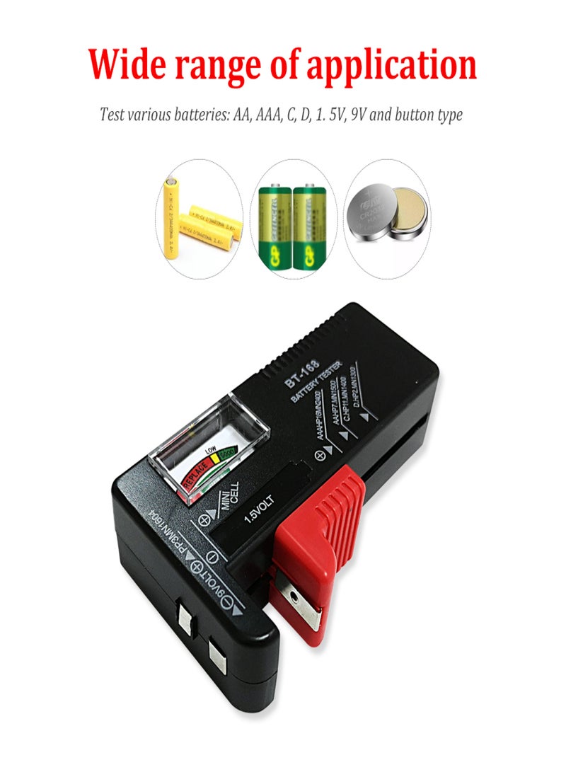 Battery Tester Checker Universal Battery Tester Monitor for AA AAA C D 9V 1.5V Button Cell Batteries Small Household Battery Life Level Test Meter - Image 2