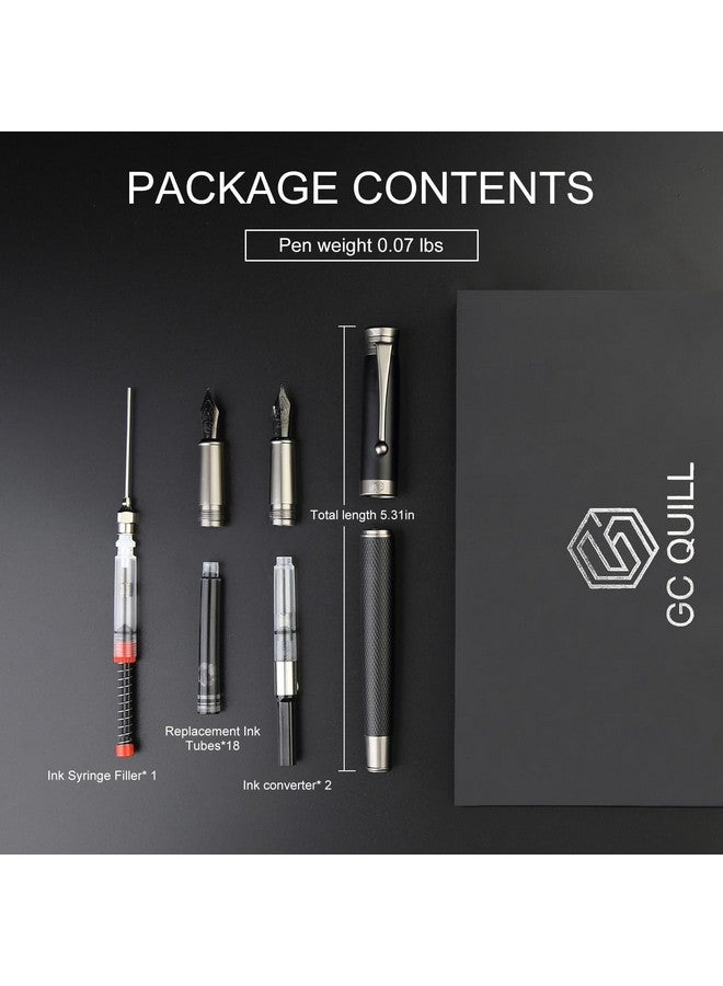 GC QUILL Fountain Pen Set - Fine And Medium Nibs, Includes 18 Ink Cartridges, Ink Refill Converter And Ink Syringe Filler, Gift For Writing Journaling Calligraphy- Mu-13  - Image 5