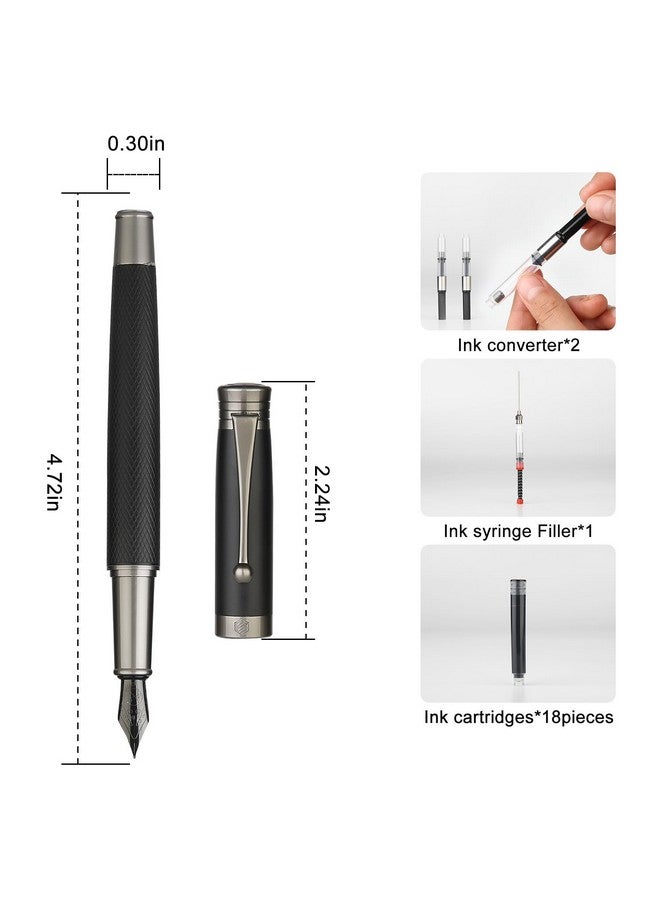 GC QUILL Fountain Pen Set - Fine And Medium Nibs, Includes 18 Ink Cartridges, Ink Refill Converter And Ink Syringe Filler, Gift For Writing Journaling Calligraphy- Mu-13  - Image 3