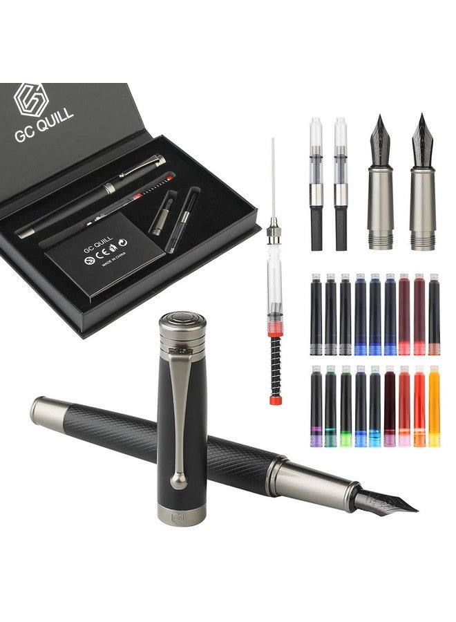 GC QUILL Fountain Pen Set - Fine And Medium Nibs, Includes 18 Ink Cartridges, Ink Refill Converter And Ink Syringe Filler, Gift For Writing Journaling Calligraphy- Mu-13  - Image 1