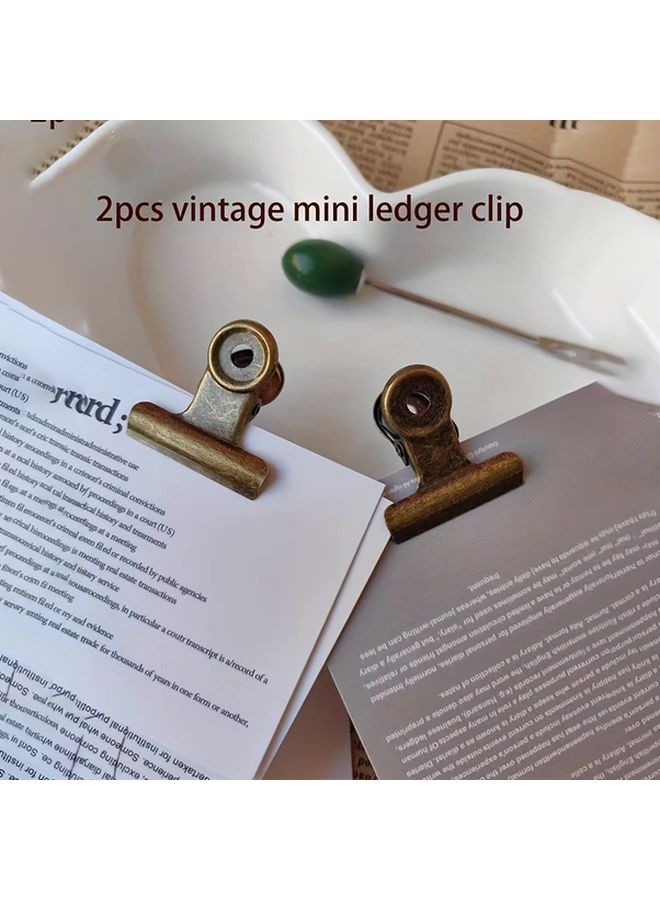 قطعتان من مشابك الكتب المعدنية الطويلة الذيل من البرونز العتيق، ومشابك التذاكر المكتبية - Image 4