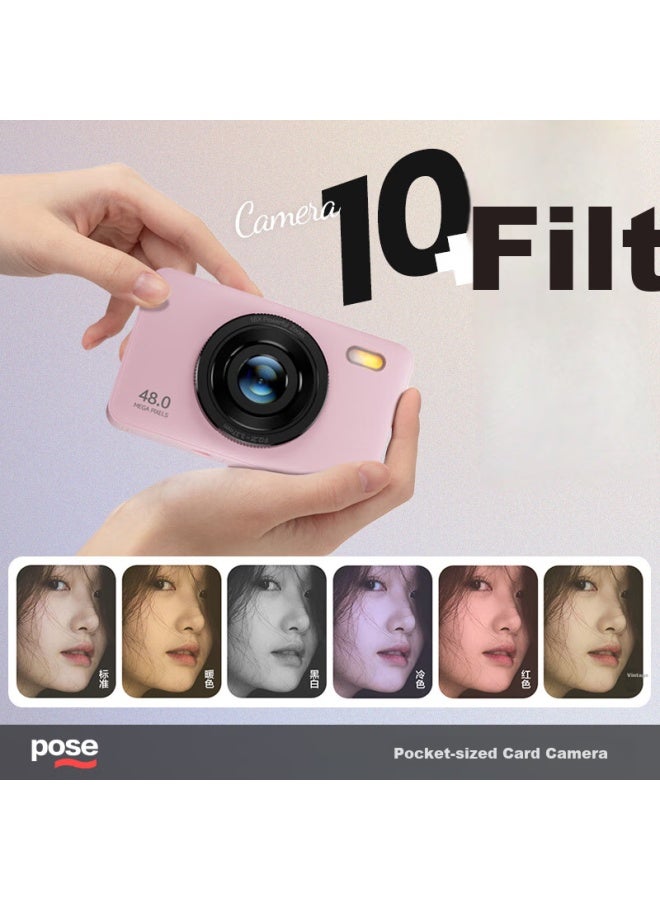 Benjie Digital Camera Ccd Student Point-and Camera With Image Stabilization, Coms High-definition Mini Entry-level Camera With Quick Direct Transfer, Front And Rear Dual Cameras, 2.8-inch Ips Screen, 64gb Pink - Image 2