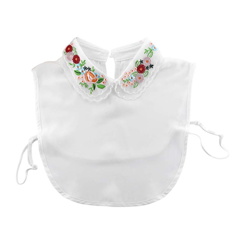 Gracelife Lace Chiffon Detachable Dickey Blouse False Collar Embroidery Flower Fake Half Shirt Collar for Women (White) - Image 2