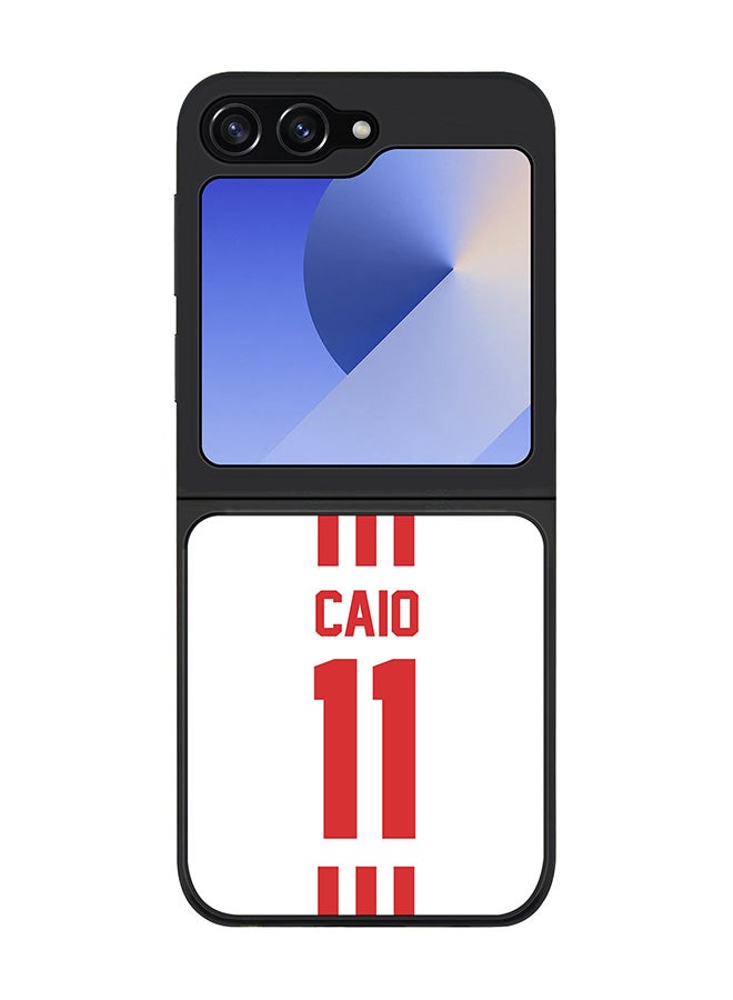 Stylizedd Rugged Black edge case for Samsung Galaxy Z Flip7 FE, Slim fit Soft Case Flexible Anti Drop TPU Gel Thin Cover - Football Team - UAE, Player Name - Caio - Image 1