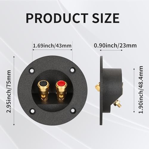 XGGYA 3 Inch Round Push Spring Subwoofer Box Terminal,2-Way Speaker Terminals with Gold Plated Binding Posts,Bare Wire Connection,1 Pack - Image 2