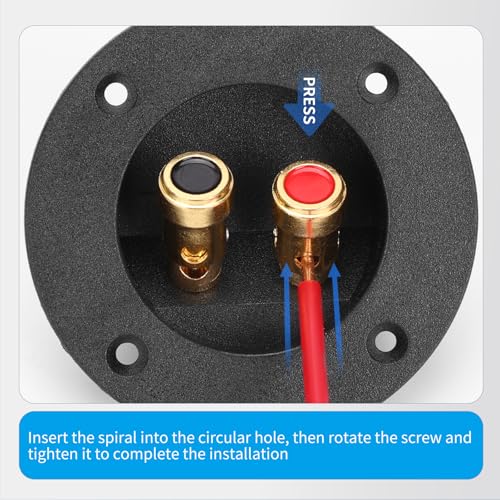 XGGYA 3 Inch Round Push Spring Subwoofer Box Terminal,2-Way Speaker Terminals with Gold Plated Binding Posts,Bare Wire Connection,1 Pack - Image 3