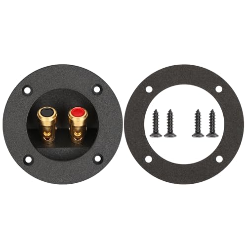 XGGYA 3 Inch Round Push Spring Subwoofer Box Terminal,2-Way Speaker Terminals with Gold Plated Binding Posts,Bare Wire Connection,1 Pack - Image 1