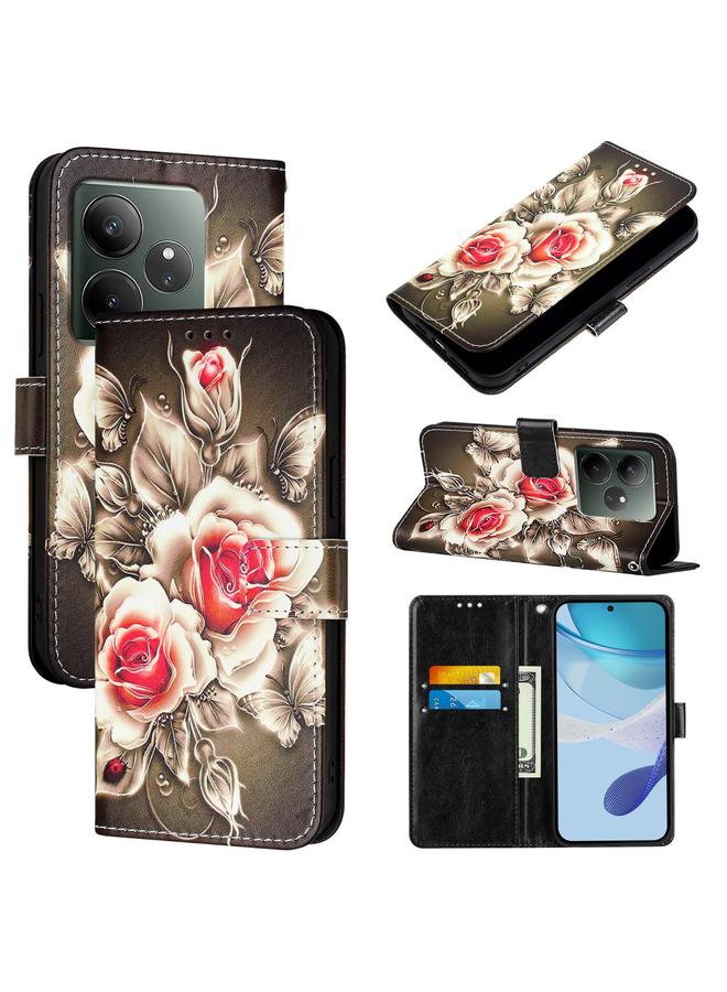 S-TOP Case For Realme GT 6T 5G Global Colored Drawing Pattern Plain Weave Leather Phone Case - Image 1