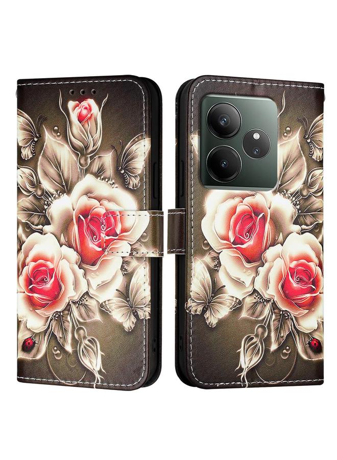 S-TOP Case For Realme GT 6T 5G Global Colored Drawing Pattern Plain Weave Leather Phone Case - Image 2