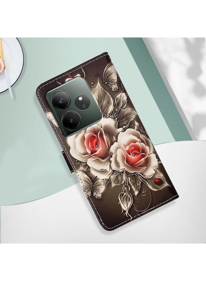 S-TOP Case For Realme GT 6T 5G Global Colored Drawing Pattern Plain Weave Leather Phone Case - Image 5