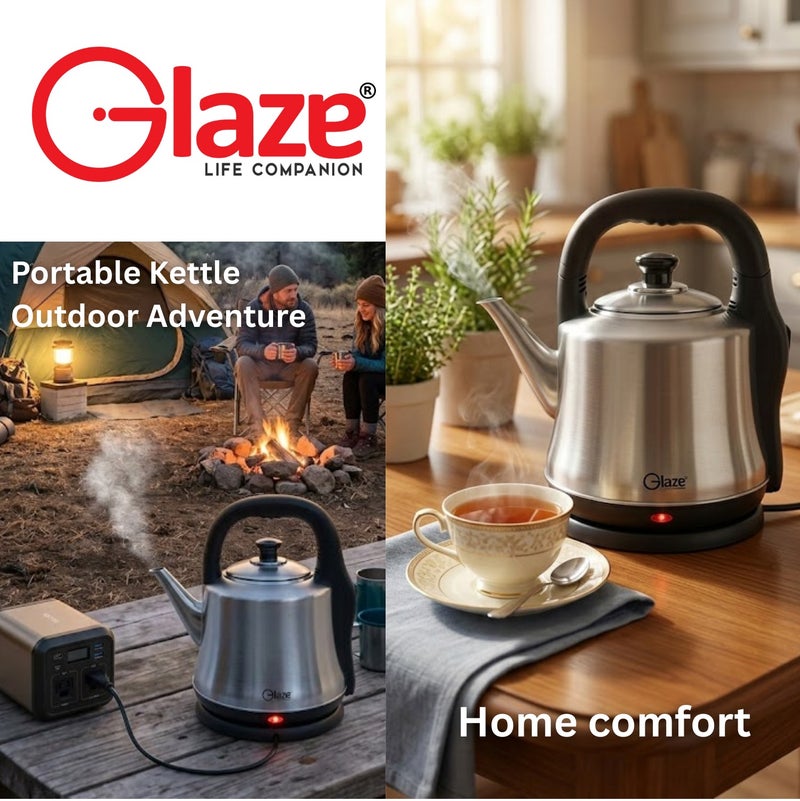 جليز غلاية ماء كهربائية 4.2 لتر من الفولاذ المقاوم للصدأ – قدرة 1800 واط لغليان سريع، مع خاصية الإيقاف التلقائي وسعة كبيرة، غلاية برقبة إوزة مع مقبض بارد الملمس – ضمان لمدة سنتين. - Image 5