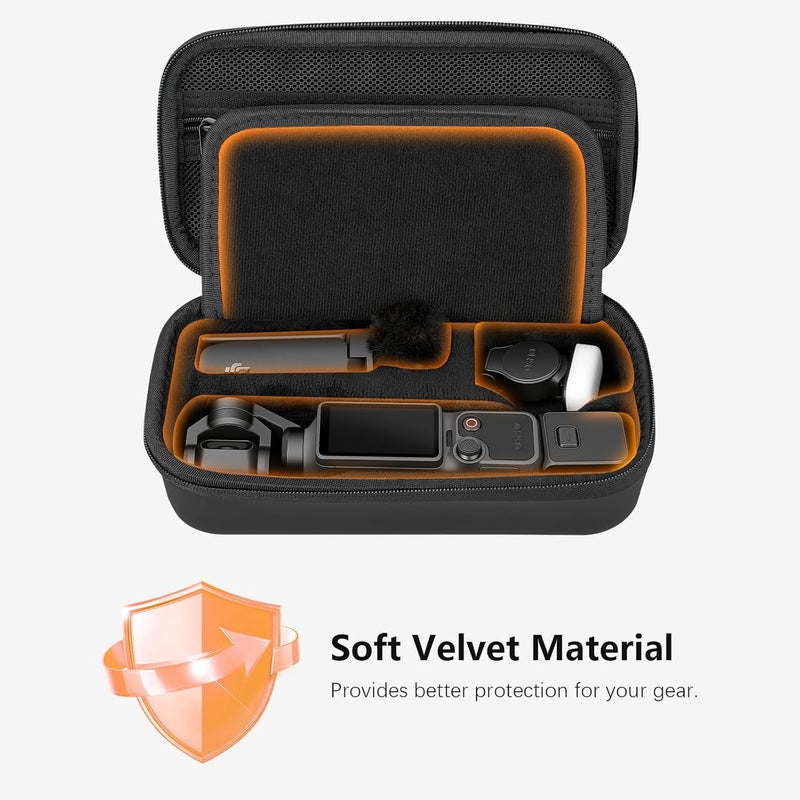AMAZEAR Carrying Case for DJI Osmo Pocket 4, Pocket4 Accessories Compact Carry Bag with Wrist Strap/Carabiner, Portable Handbag for Travel, Storage, Protection, Organization, Black - Image 5