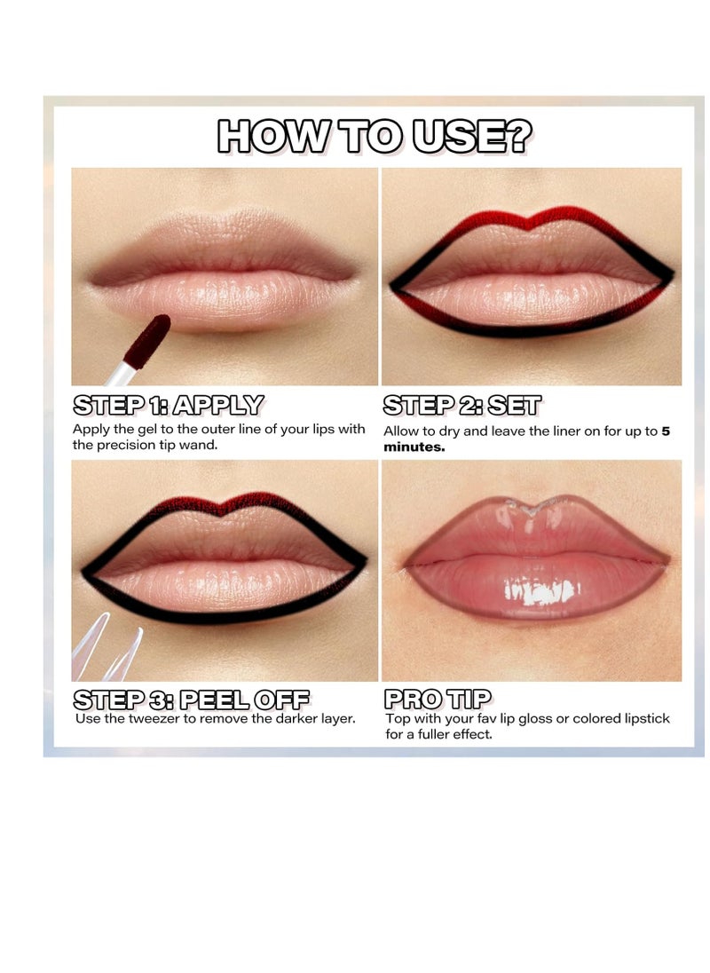 Cilrofelr - Cilrofelr Peel Off Lip Liner Stain, Long Wear Tattoo Lip Liner with Tweezer, Peel Off Lip Stain with Matte Finish, Long Lasting, Waterproof, Transfer-proof, Highly Pigmented Color (Cocoa) - Image 1