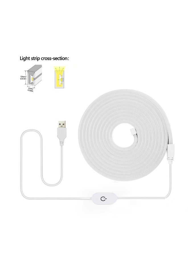 بينكساما ضوء نيون LED، 5 أمتار أضواء شريط LED باللون الأبيض 6500K، أضواء نيون مرنة مقاومة للماء بقوة 5 فولت، 120 LED لكل متر، للاستخدام داخل المنزل وخارجه التجاري للديكور الإضاءة - Image 2