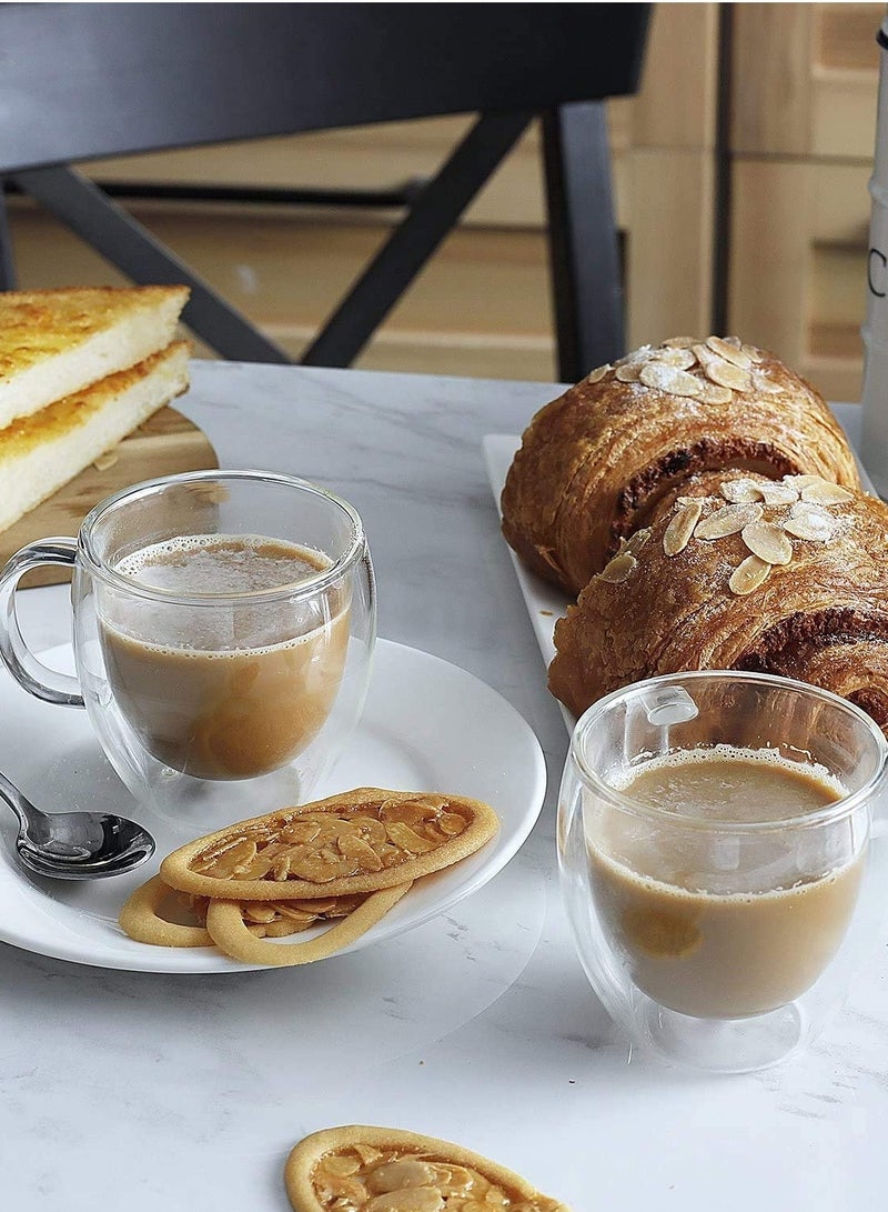 Eworld 8-Piece Insulated Double Wall Cup with Handle for Drinkware Coffee Tea Available in 250ml, 350ml and 450ml - Image 5