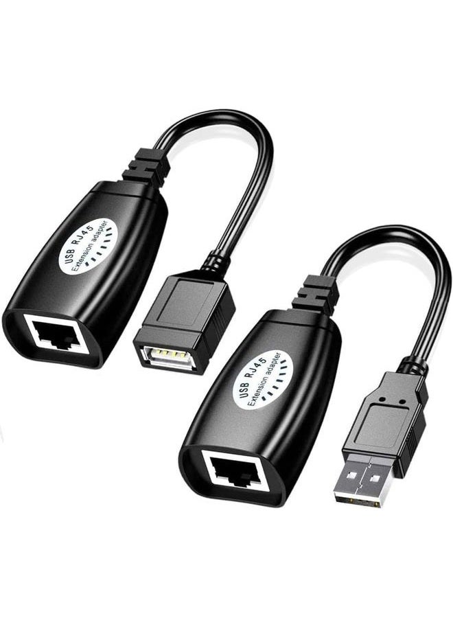 GUO USB Extender Over RJ45 Cat 6/5/5e Adapter, RJ45 Ethernet Splitter to USB Extension UP to 50m/164ft, Compatible with Computers, Mobile Phones, Mice, Keyboards, U Disks, Printers, Cameras - Image 1