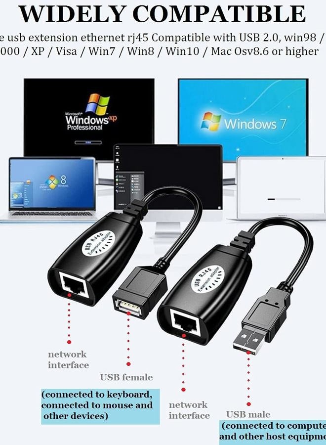 GUO USB Extender Over RJ45 Cat 6/5/5e Adapter, RJ45 Ethernet Splitter to USB Extension UP to 50m/164ft, Compatible with Computers, Mobile Phones, Mice, Keyboards, U Disks, Printers, Cameras - Image 5