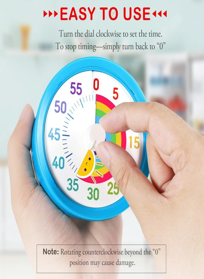 Secura 60-Minute Visual Timer with Rainbow Pattern, Classroom Timer for Kids and Adults, Time Management Tool with Pause Function (Blue & Sun) - Image 2