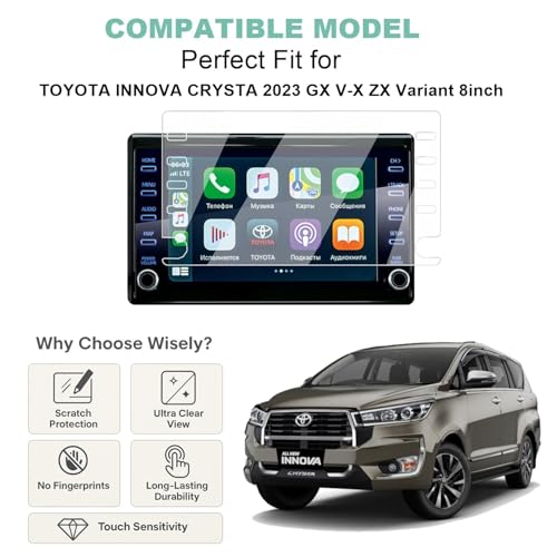Wisely Premium Screen Guard for Toyota Innova Crysta 2023 GX V-X ZX FACELIFT 8-Inch Display Car Infotainment System Protector Accessories, Touch Responsive, HD Clear, Easy Installation - Image 2
