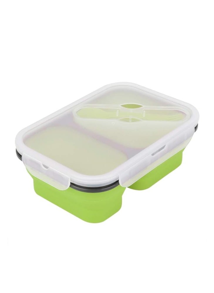 Spaceshoop Silicone Collapsible Lunch Box with Spoon, Portable Food Storage Containers Space Saving Microwave Refrigerator Food Containers  - Image 1