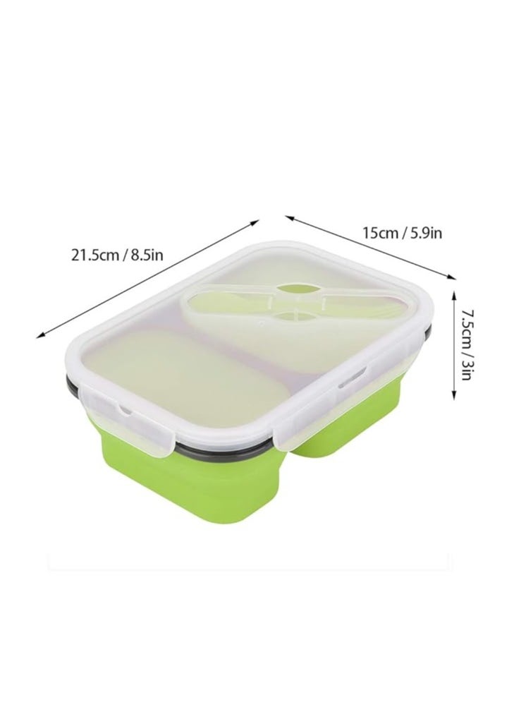 Spaceshoop Silicone Collapsible Lunch Box with Spoon, Portable Food Storage Containers Space Saving Microwave Refrigerator Food Containers  - Image 2