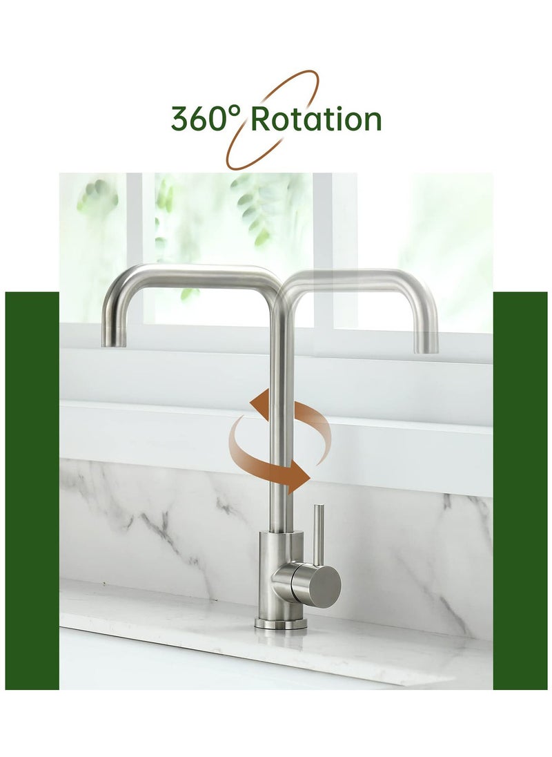 Kitchen Faucet Single Handle Kitchen Taps Kitchen Sink Mixer Tap 360 ° Rotating Kitchen Faucet Made of Stainless Steel, Suitable for hot and Cold Water - pzsku/ZB02E9F155E496420921DZ/45/_/1703668444/7ed220db-7bd1-45a8-af1d-4158c1526e7d