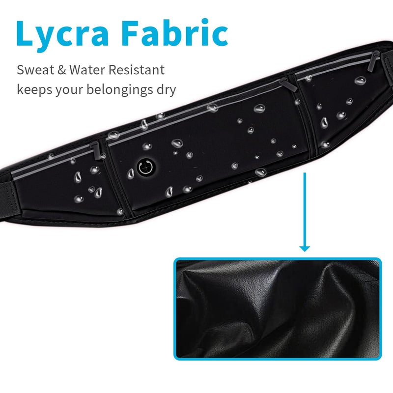 JUCURRI Slim Running Belt for Women Men,Runners Fanny Pack Phone Holder,Money Belt,Running Gear Accessories,with 3 Pockets(Black) - Image 4