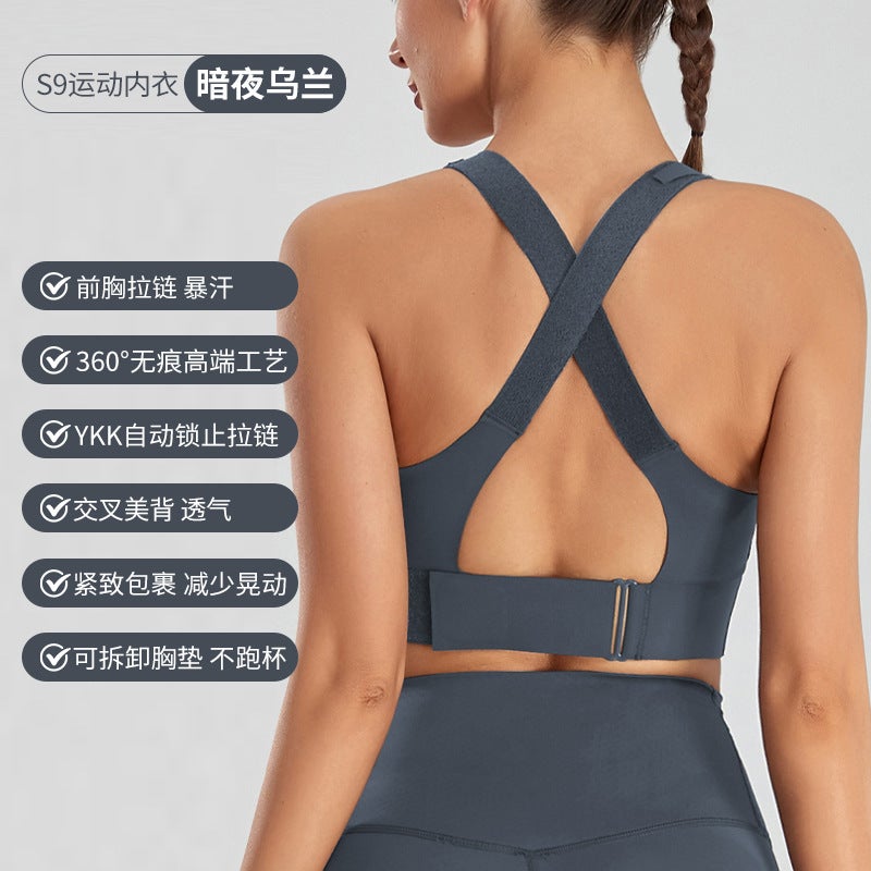 YKK Plus-Size Sports Bra High Support Yoga Running Rock color  - Image 3