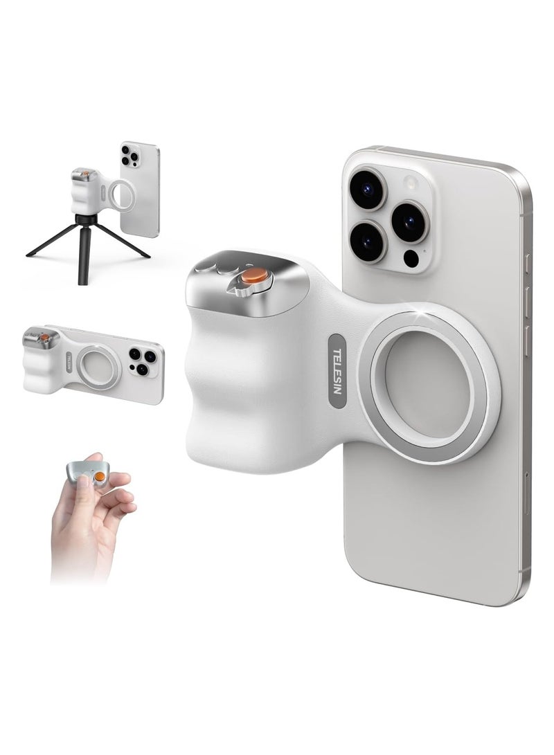 Magnetic Phone Camera Grip, Smartphone Shooting Holder Selfie Handle Snap with Wireless Shutter Button Remote for iPhone 16 15 14 13 12 Pro Max Android Cellphone Vlog Video Photography - Image 1