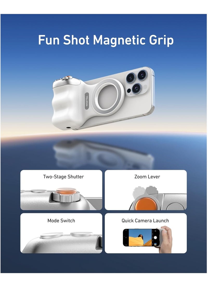 Magnetic Phone Camera Grip, Smartphone Shooting Holder Selfie Handle Snap with Wireless Shutter Button Remote for iPhone 16 15 14 13 12 Pro Max Android Cellphone Vlog Video Photography - Image 2
