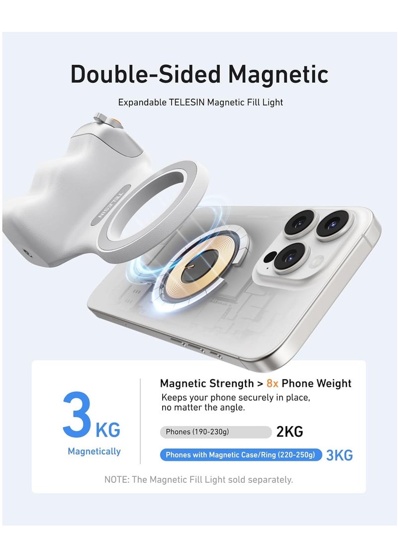 Magnetic Phone Camera Grip, Smartphone Shooting Holder Selfie Handle Snap with Wireless Shutter Button Remote for iPhone 16 15 14 13 12 Pro Max Android Cellphone Vlog Video Photography - Image 3