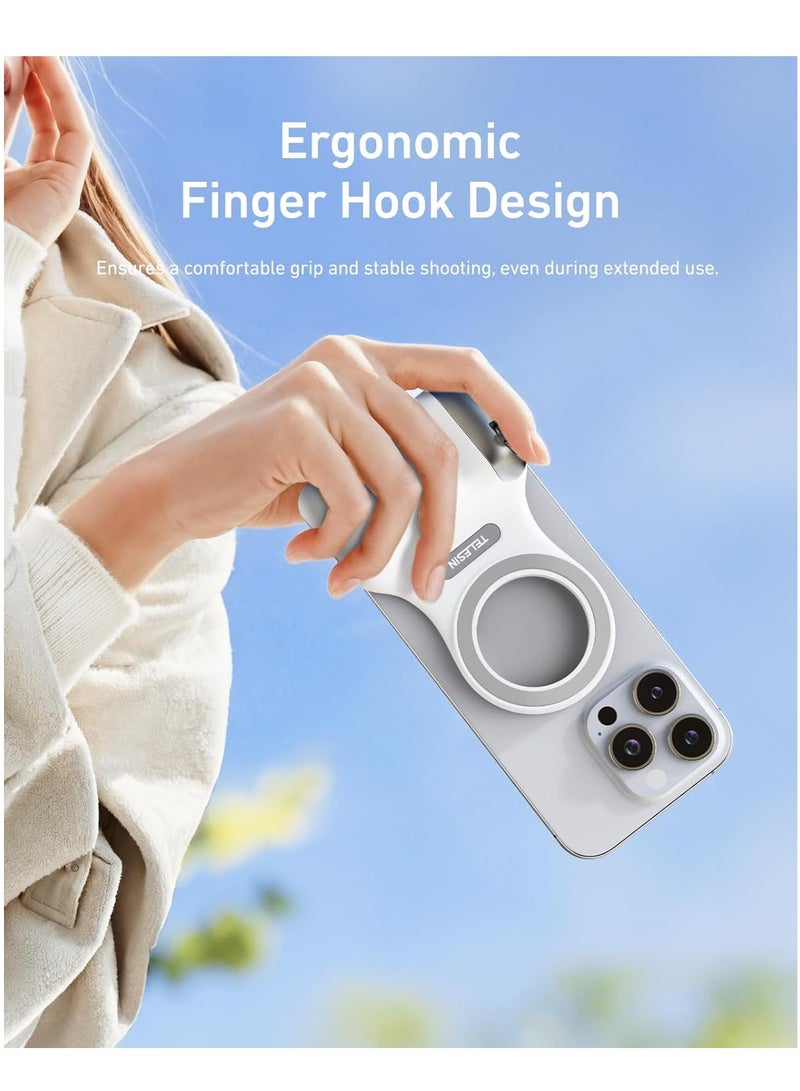 Magnetic Phone Camera Grip, Smartphone Shooting Holder Selfie Handle Snap with Wireless Shutter Button Remote for iPhone 16 15 14 13 12 Pro Max Android Cellphone Vlog Video Photography - Image 4