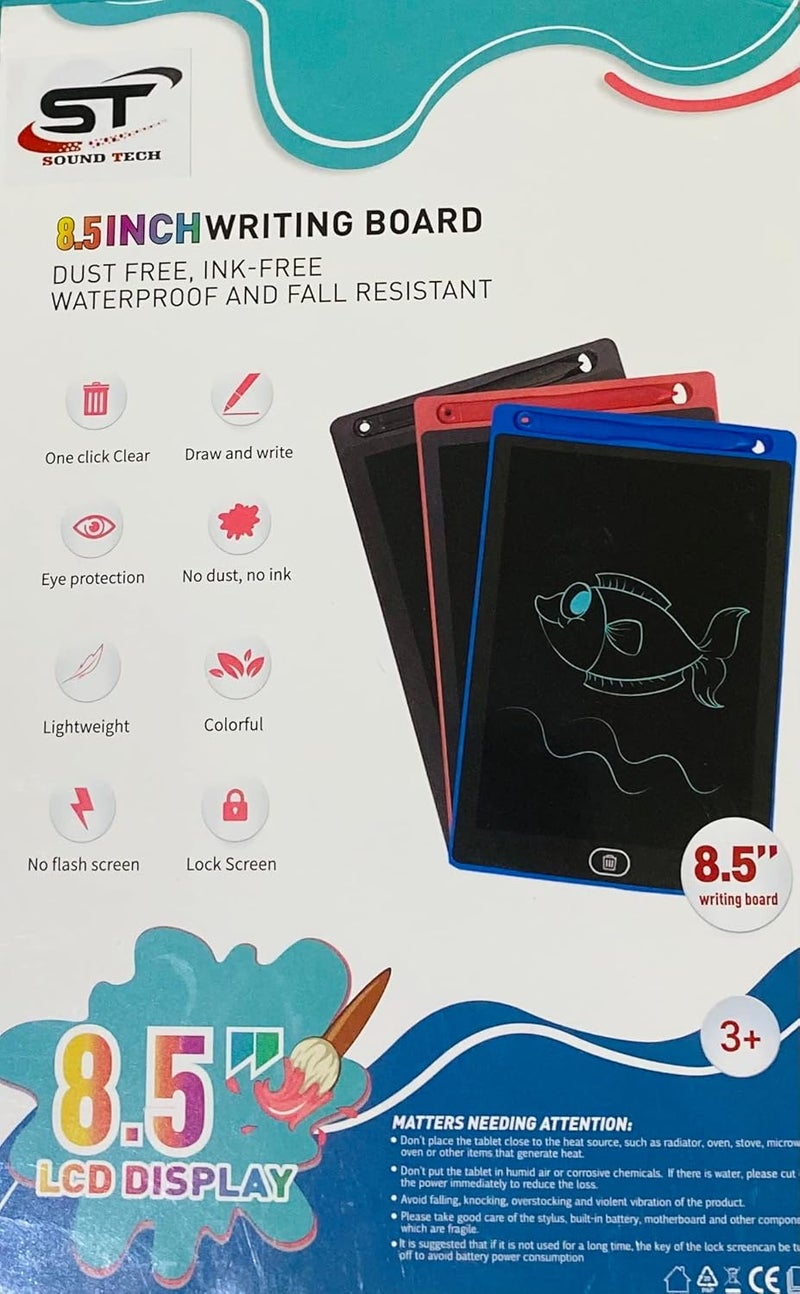 SOUND TECH LCD Writing Tablet for Kids Writing pad for Study, Drawing Tablet, Slate Board, 8.5 inch/21.5 cm - E-Note Pad, Remove Button (Multicolor) - Image 2